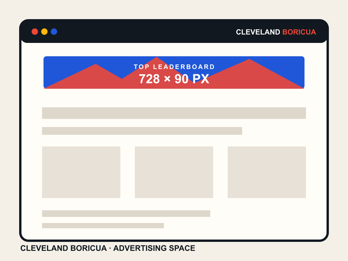Top leaderboard advertising placement sample
