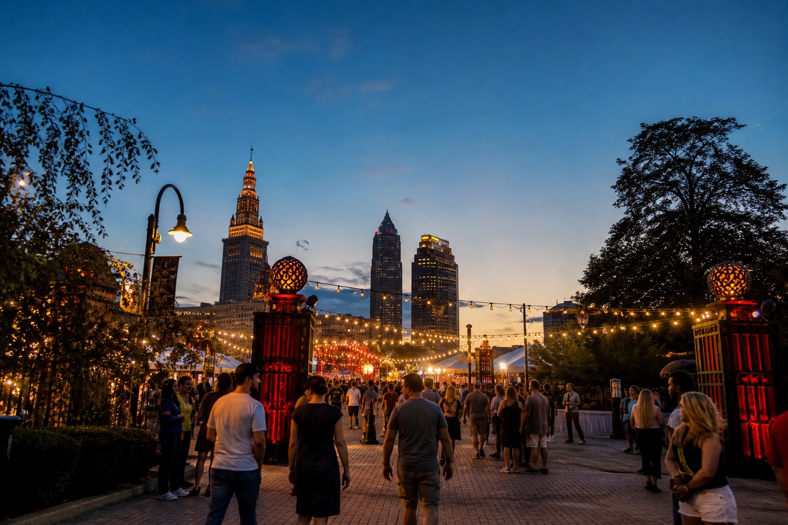 Cleveland at evening while planning when to attend Asian Lantern Festival