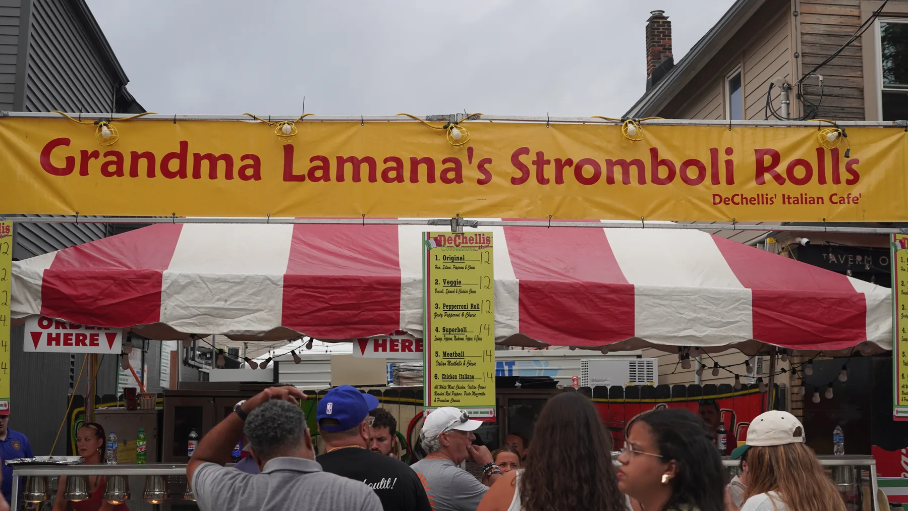 Grandma Lamanna’s Stromboli Rolls tent serves visitors.