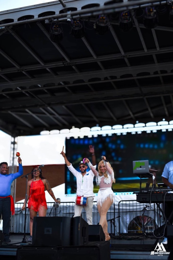 Singers and musicians performing onstage