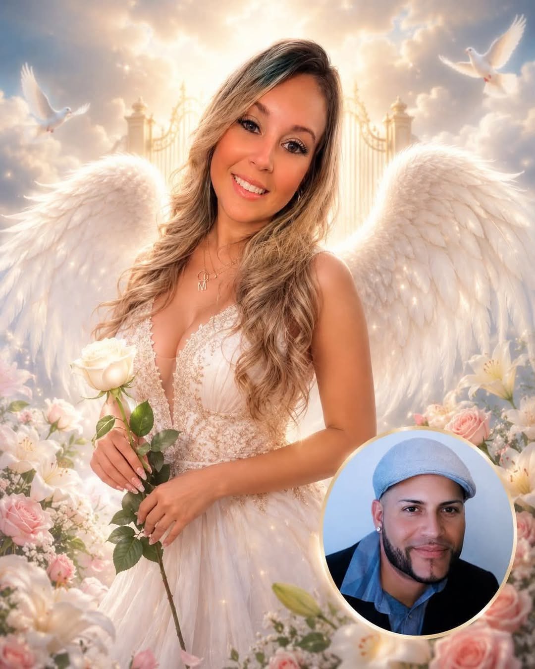 Memorial image depicting Ashley Rosario with Miguel Angel Antonsanti Caraballo inset