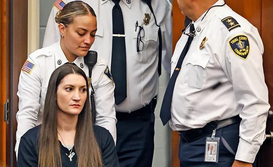Lindsay Clancy escorted by court officers during her 2026 trial