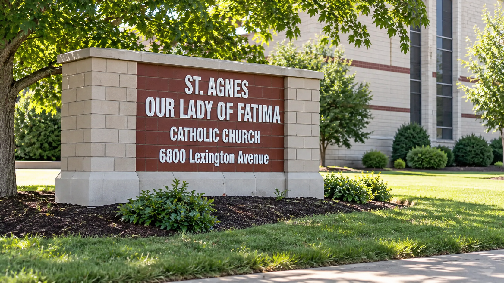 St. Agnes Our Lady of Fatima Catholic Church sign in Cleveland