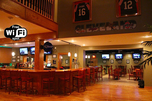 The sports-bar interior at Benny’s on Fulton Road.